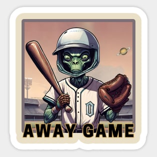 Space Alien Baseball Player at Away Game. Sticker